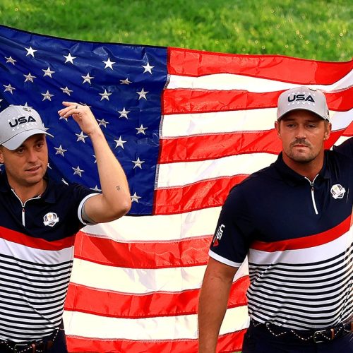 Bryson DeChambeau, Justin Thomas kick off Ryder Cup with American flag display